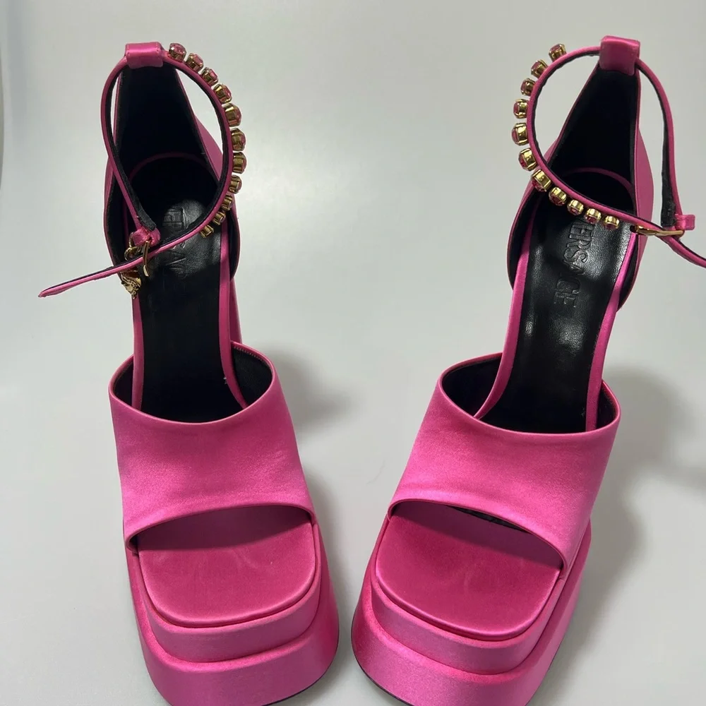 Versace Aevitas Satin Platform Pumps Pink Women’s EU 38.5/US 8.5 - Picture 3 of 12